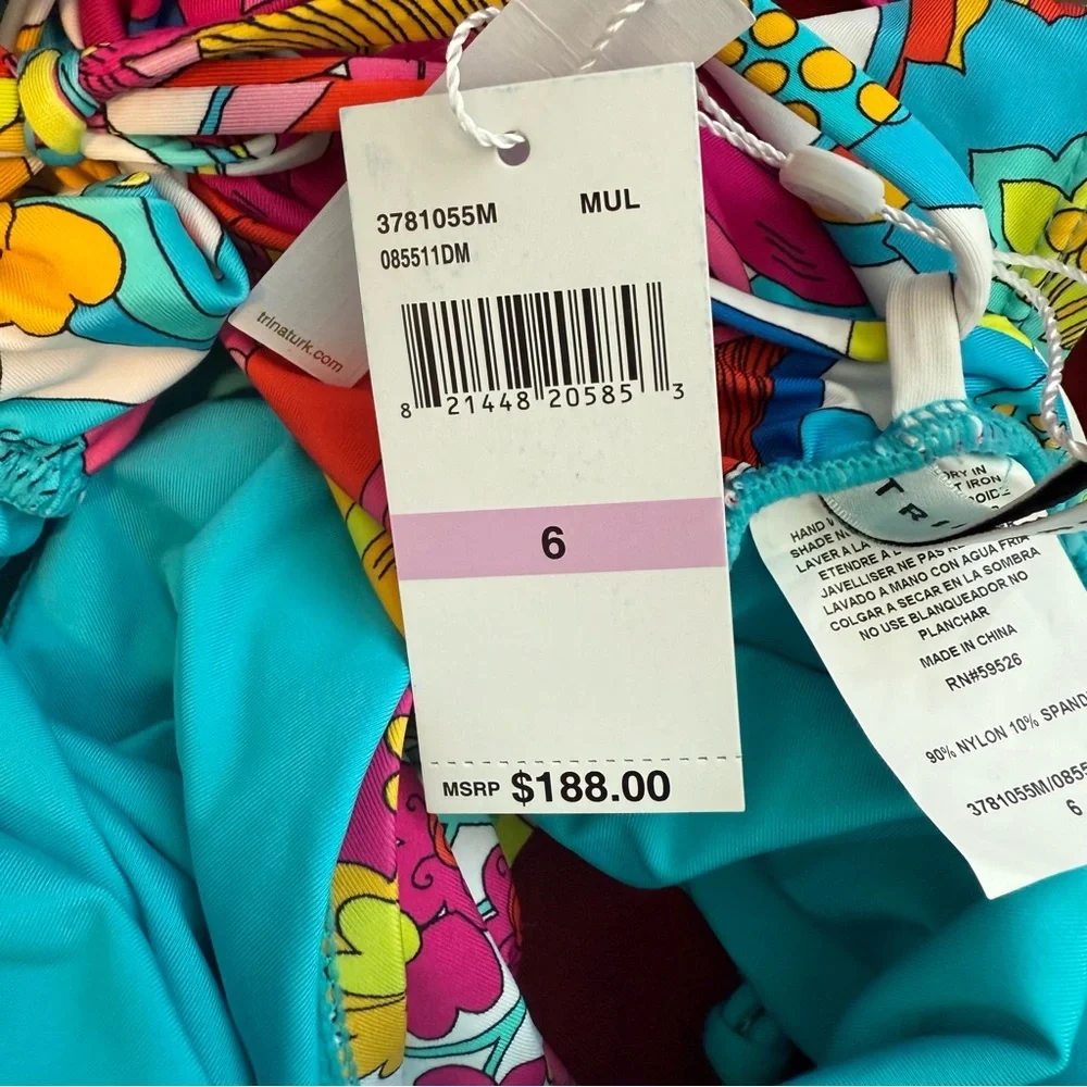 Trina Turk Red and Yellow One Piece Swimsuit - Picture 9 of 12